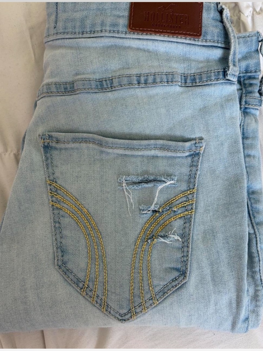 Hollister Light Blue Skinny Jeans with Back Pocket Distressing